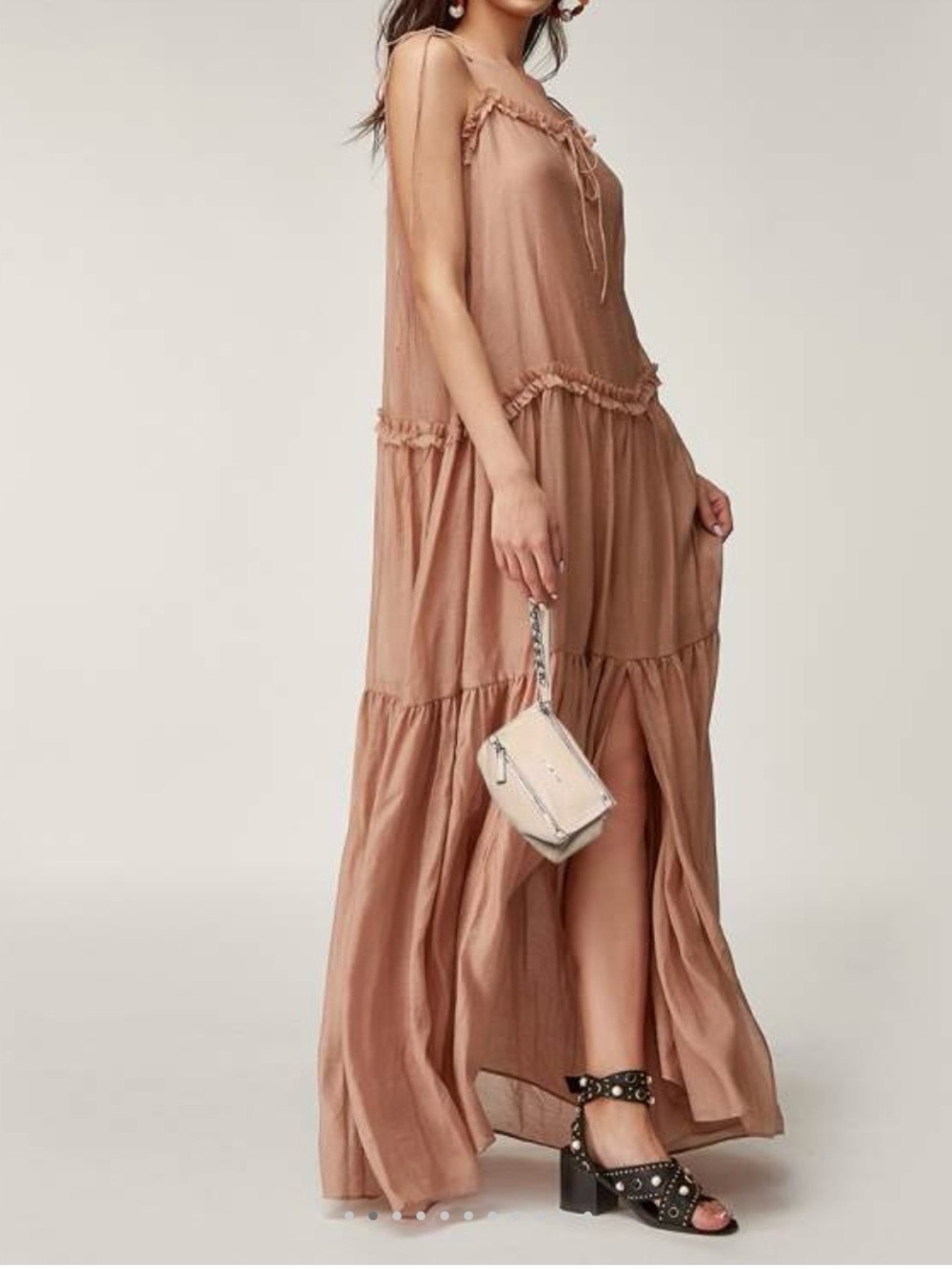 Givenchy Tan Leather Wristlet with Chain Detail